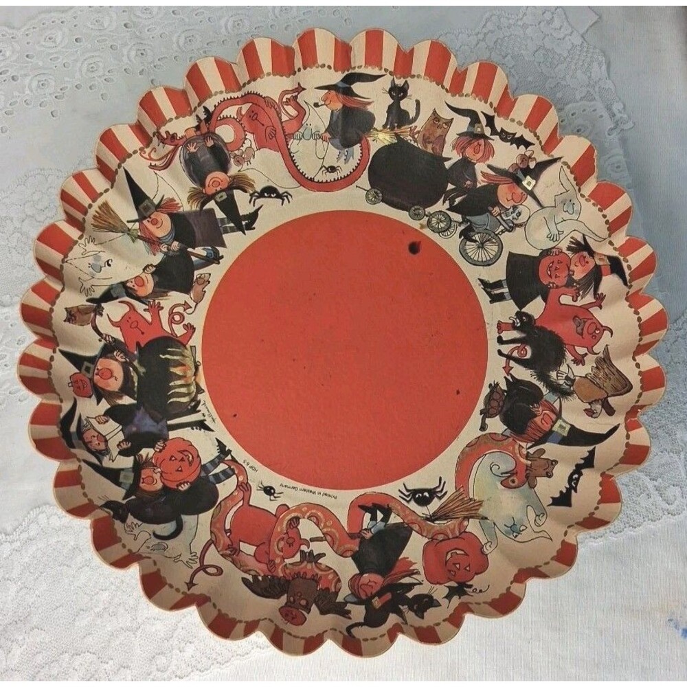 Vtg 60’s Hallmark Halloween Pressed Paper Candy Bowl West Germany HTF collectors